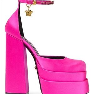 Pink Versace Satin Pumps